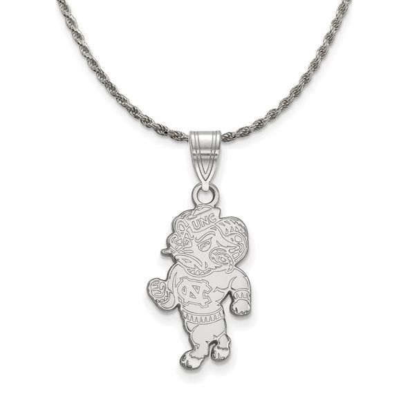 Sterling Silver North Carolina Large Pendant Necklace - 18 Inch